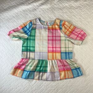 Julia James Women's Top Size M Multicolor Plaid Peplum Hem New W/Out Tags (F40)